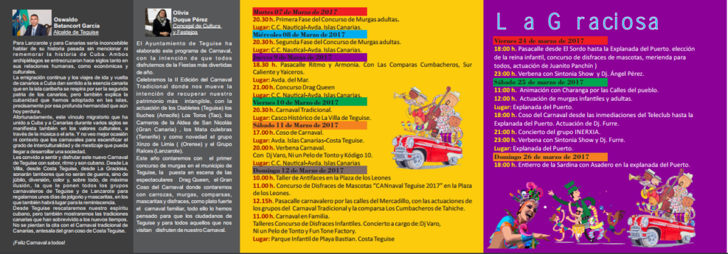 Programa Carnaval Municipio de Teguise 2017
